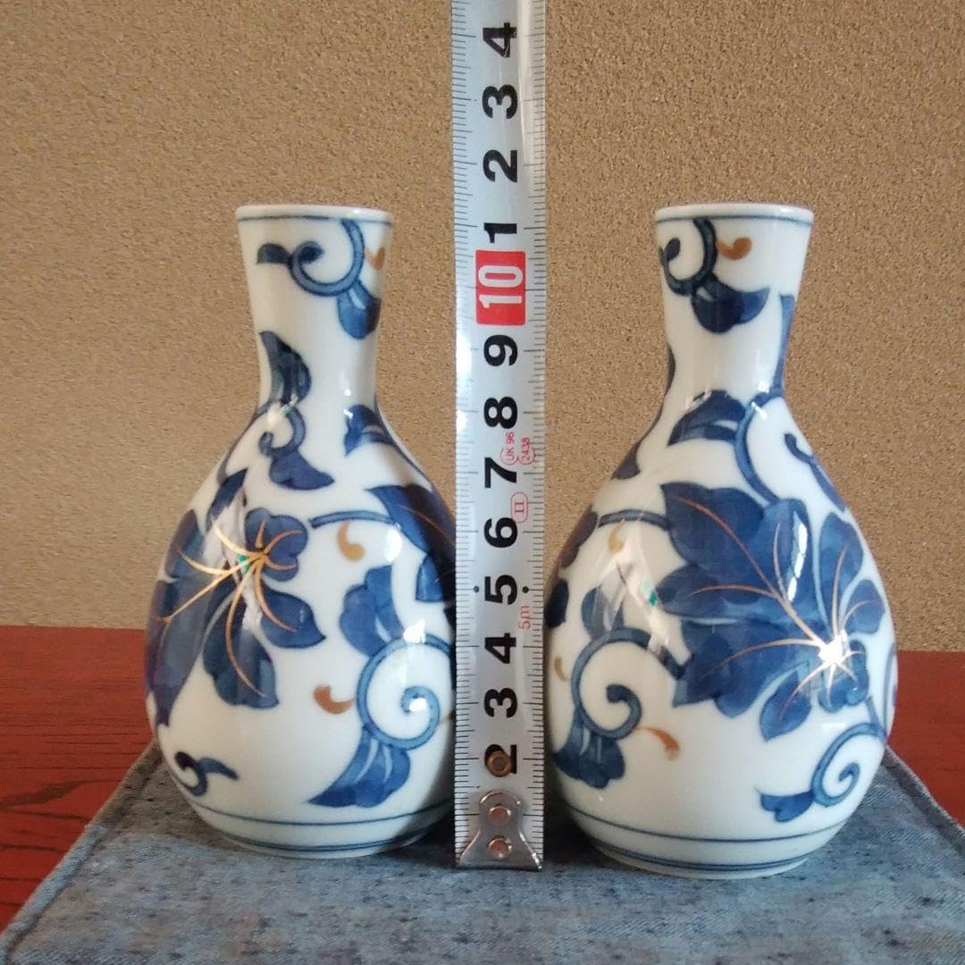 骨董 伊万里焼 蔦柄金彩酒器2本セット 明治 大正ロマン 昭和レトロ